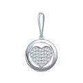 Подвеска из серебра c фианитами родированная - Сердце

