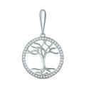 Подвеска из серебра с фианитами родированная - Дерево жизни