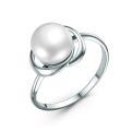 Кольцо из серебра с жемчугом родированное