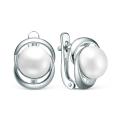 Серьги из серебра с жемчугом родированные