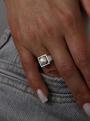 Кольцо из серебра с жемчугом родированное - Квадрат