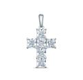 Подвеска крест из серебра с фианитами родированная