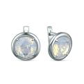 Серьги из серебра с лунным камнем родированные