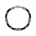 Браслет текстильный с элементами чернёного серебра - Спаси и сохрани