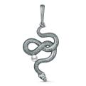 Подвеска из чернёного серебра с жемчугом - Змея