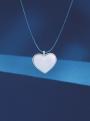Колье двухстороннее на леске из серебра с эмалью родированное - Сердце