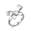 Кольцо из серебра с фианитом родированное - Бант