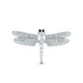 Брошь из серебра с фианитами родированная - Стрекоза