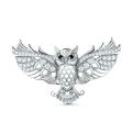 Брошь из серебра с фианитами родированная - Сова