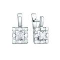 Серьги из серебра с фианитами родированные