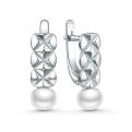 Серьги из серебра с культивированным жемчугом родированные