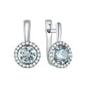 Серьги из серебра с натуральным топазом и фианитами родированные