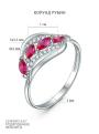 Кольцо из серебра с корундом рубин и фианитами родированное