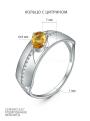 Кольцо из серебра с цитрином и фианитами родированное