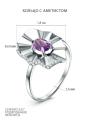 Кольцо из серебра с аметистом и фианитами родированное