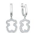 Серьги из серебра с фианитами родированные - Мишки