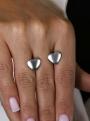 Серьги-пусеты из родированного серебра - Сердца