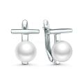 Серьги из серебра с культивированным жемчугом родированные