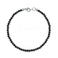 Браслет из серебра с чёрной шпинелью родированный