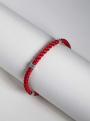 Браслет красный текстильный с подвижными элементами из чернёного серебра - Спаси и сохрани