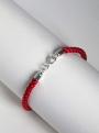 Браслет красный текстильный с подвижными элементами из чернёного серебра - Спаси и сохрани