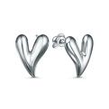 Серьги-пусеты из серебра родированные - Сердца