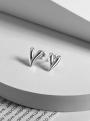 Серьги-пусеты из серебра родированные - Сердца