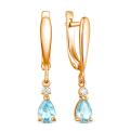Серьги из золочёного серебра с натуральным топазом и фианитами