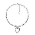 Браслет из серебра с пресноводным культивированным жемчугом родированный - Сердце, 18 см