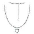 Колье из серебра с пресноводным культивированным жемчугом родированное - Сердце, 40 см (+5)