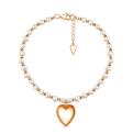 Браслет из золочёного серебра с пресноводным культивированным жемчугом - Сердце