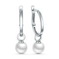Серьги из серебра с культивированным жемчугом родированные (2 в 1)