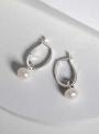 Серьги из серебра с культивированным жемчугом родированные (2 в 1)