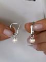 Серьги из серебра с культивированным жемчугом родированные (2 в 1)