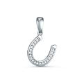 Подвеска из серебра с фианитами родированная - Подкова на удачу