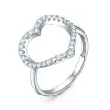 Кольцо из серебра с фианитами родированное - Сердце
