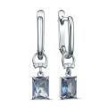 Серьги из серебра с синим горным хрусталем и фианитами родированные (2в1)