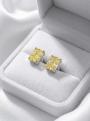 Серьги-пусеты из серебра с жёлтым фианитом родированные
