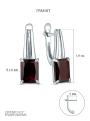 Серьги из серебра с гранатом родированные