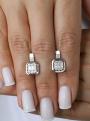 Серьги из серебра c фианитами родированные