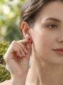 Серьги-пусеты из серебра с натуральной шпинелью и эмалью  родированное - 