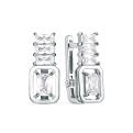 Серьги из серебра с фианитами родированные