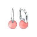 Серьги из серебра с кораллом родированные
