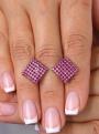 Серьги из серебра с синтетическим рубином родированные