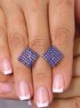 Серьги из серебра с натуральней синей шпинелью родированные