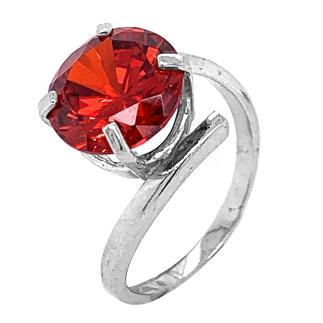 Кольцо из серебра с фианитами родированное