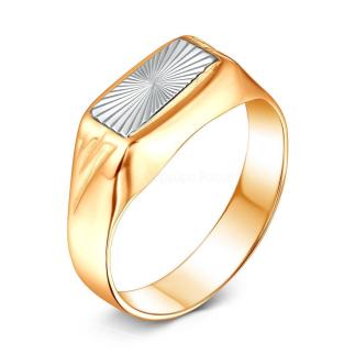 Печатка из золочёного серебра с родированием и алмазной огранкой