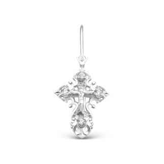 Крест из серебра с фианитами родированный - 3 см