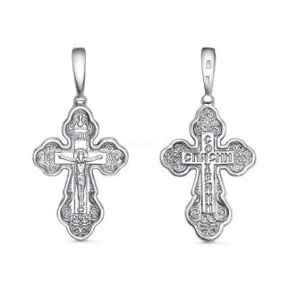 Крест из серебра родированный - 3,5 см