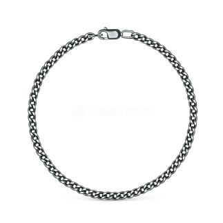 Браслет из чернёного серебра с алмазными гранями - Панцирный, 19 см